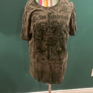 Dark green and black affliction trademark shirt